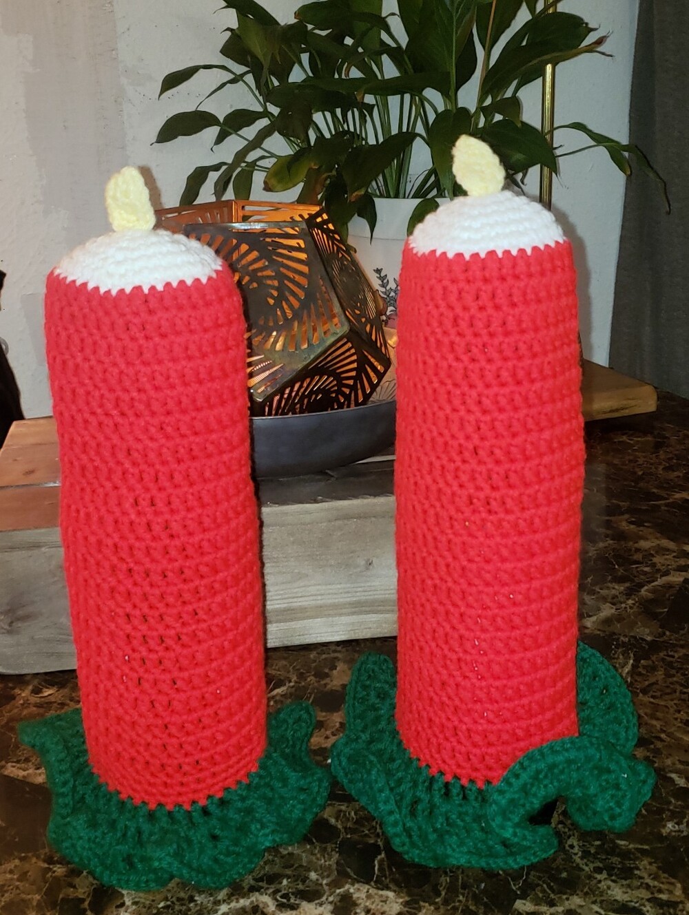 Vintage Crochet Christmas Candle Bottle Cover